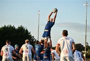 22 September 2023; Brian Deeny of Leinster wins posession from a lineout during the pre season friendly match between Leinster and Ulster at Navan RFC in Navan, Meath. Photo by Sam Barnes/Sportsfile