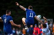 22 September 2023; Rob Russell of Leinster in action against Mike Lowry of Ulster during the pre season friendly match between Leinster and Ulster at Navan RFC in Navan, Meath. Photo by David Fitzgerald/Sportsfile