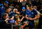 22 September 2023; Lee Barron of Leinster signs the autographs after the pre season friendly match between Leinster and Ulster at Navan RFC in Navan, Meath. Photo by David Fitzgerald/Sportsfile
