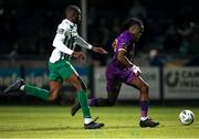22 September 2023; Thomas Oluwa of Wexford on his way to scoring his side's first goal during the SSE Airtricity Men's First Division match between Wexford and Bray Wanderers at Ferrycarrig Park in Wexford. Photo by Michael P Ryan/Sportsfile