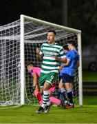 22 September 2023; Aaron Greene of Shamrock Rovers reacts to a missed opportunity on goal during the SSE Airtricity Men's Premier Division match between UCD and Shamrock Rovers at UCD Bowl in Dublin. Photo by Stephen McCarthy/Sportsfile