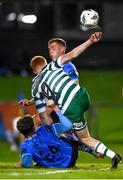 22 September 2023; Rory Gaffney of Shamrock Rovers has his jersey pulled by Harvey O'Brien of UCD during the SSE Airtricity Men's Premier Division match between UCD and Shamrock Rovers at UCD Bowl in Dublin. Photo by Stephen McCarthy/Sportsfile