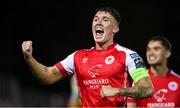 22 September 2023; Joe Redmond of St Patrick's Athletic celebrates after his side's victory in the SSE Airtricity Men's Premier Division match between St Patrick's Athletic and Dundalk at Richmond Park in Dublin. Photo by Seb Daly/Sportsfile