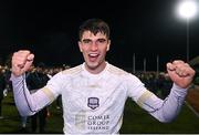 22 September 2023; Rob Manley of Galway United celebrates after winning the SSE Airtricity Men’s First Division match against Kerry at Mounthawk Park in Tralee, Kerry. Photo by Piaras Ó Mídheach/Sportsfile