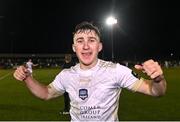 22 September 2023; Ed McCarthy of Galway United celebrates after winning the SSE Airtricity Men’s First Division match against Kerry at Mounthawk Park in Tralee, Kerry. Photo by Piaras Ó Mídheach/Sportsfile