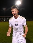 22 September 2023; Rob Slevin of Galway United celebrates after winning the SSE Airtricity Men’s First Division match against Kerry at Mounthawk Park in Tralee, Kerry. Photo by Piaras Ó Mídheach/Sportsfile