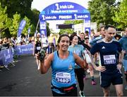 23 September 2023; Fiona Collins, North Clondalkin RC, Dublin after finishing the 2023 Irish Life Dublin Half Marathon which took place on Saturday 23rd of September at Phoenix Park in Dublin. Photo by David Fitzgerald/Sportsfile