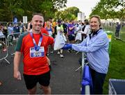 23 September 2023; Gavin Brady, from Dublin, receives his t-shirt after finishing the 2023 Irish Life Dublin Half Marathon which took place on Saturday 23rd of September at Phoenix Park in Dublin. Photo by David Fitzgerald/Sportsfile