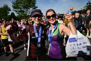 23 September 2023; Angela Magee, Moynalty AC, Meath, left, and Leslie Duffy pictured after the 2023 Irish Life Dublin Half Marathon which took place on Saturday 23rd of September at Phoenix Park in Dublin. Photo by David Fitzgerald/Sportsfile