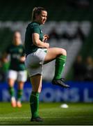 23 September 2023; Emily Whelan of Republic of Ireland warms-up before the UEFA Women's Nations League match between Republic of Ireland and Northern Ireland at Aviva Stadium in Dublin. Photo by Stephen McCarthy/Sportsfile