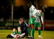 22 September 2023; Sean Quinn of Bray Wanderers receives medical attention during the SSE Airtricity Men's First Division match between Wexford and Bray Wanderers at Ferrycarrig Park in Wexford. Photo by Michael P Ryan/Sportsfile