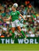 23 September 2023; Kyra Carusa of Republic of Ireland in action against Joely Andrews of Northern Ireland during the UEFA Women's Nations League B1 match between Republic of Ireland and Northern Ireland at Aviva Stadium in Dublin. Photo by Eóin Noonan/Sportsfile