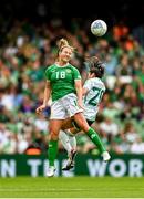 23 September 2023; Kyra Carusa of Republic of Ireland in action against Joely Andrews of Northern Ireland during the UEFA Women's Nations League B1 match between Republic of Ireland and Northern Ireland at Aviva Stadium in Dublin. Photo by Eóin Noonan/Sportsfile