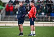 22 September 2023; Munster head coach Graham Rowntree, left, and forwards coach Andi Kyriacou before the pre season friendly match between Connacht and Munster at The Sportsground in Galway. Photo by Ben McShane/Sportsfile
