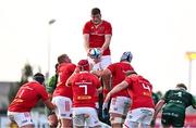 22 September 2023; Jack O'Donoghue of Munster after winning possession in a lineout during the pre season friendly match between Connacht and Munster at The Sportsground in Galway. Photo by Ben McShane/Sportsfile