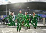 23 September 2023; Ireland supporters, from left, Adam Hogg, David Kelly, Gary Hogg and Aaron Hogg before the 2023 Rugby World Cup Pool B match between South Africa and Ireland at Stade de France in Paris, France. Photo by Harry Murphy/Sportsfile