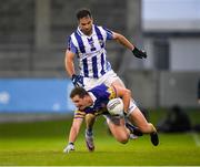 23 September 2023; Ciarán Kilkenny of Castleknock in action against Michael Darragh MacAuley of Ballyboden St Enda's during the Dublin Senior Football Championship quarter-final match between Ballyboden St Enda's and Castleknock at Parnell Park in Dublin. Photo by John Sheridan/Sportsfile