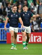 23 September 2023; Rob Herring of Ireland, left, and Dan Sheehan before the 2023 Rugby World Cup Pool B match between South Africa and Ireland at Stade de France in Paris, France. Photo by Harry Murphy/Sportsfile