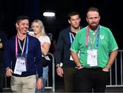 23 September 2023; Northern Ireland golfer Rory McIlroy, left, and Ireland golfer Shane Lowry before the 2023 Rugby World Cup Pool B match between South Africa and Ireland at Stade de France in Paris, France. Photo by Ramsey Cardy/Sportsfile