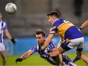 23 September 2023; Michael Darragh MacAuley of Ballyboden St Enda's is tackled by Shane Boland of Castleknock during the Dublin Senior Football Championship quarter-final match between Ballyboden St Enda's and Castleknock at Parnell Park in Dublin. Photo by John Sheridan/Sportsfile