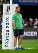 23 September 2023; Ireland head coach Andy Farrell before the 2023 Rugby World Cup Pool B match between South Africa and Ireland at Stade de France in Paris, France. Photo by Brendan Moran/Sportsfile