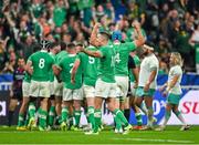 23 September 2023; Jonathan Sexton celebrates Ireland winning a penalty during the 2023 Rugby World Cup Pool B match between South Africa and Ireland at Stade de France in Paris, France. Photo by Brendan Moran/Sportsfile