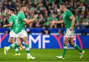 23 September 2023; Jonathan Sexton of Ireland, right, is substituted for Jack Crowley during the 2023 Rugby World Cup Pool B match between South Africa and Ireland at Stade de France in Paris, France. Photo by Ramsey Cardy/Sportsfile