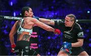 23 September 2023; Sinead Kavanagh, left, in action against Sara Collins during their Women's Featherweight fight during the the Bellator 299 at 3 Arena in Dublin. Photo by David Fitzgerald/Sportsfile
