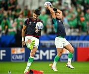23 September 2023; Conor Murray and Jamison Gibson-Park of Ireland before the 2023 Rugby World Cup Pool B match between South Africa and Ireland at Stade de France in Paris, France. Photo by Harry Murphy/Sportsfile