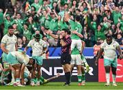 23 September 2023; Referee Ben O'Keeffe blows the full-time whistle as Conor Murray of Ireland celebrates during the 2023 Rugby World Cup Pool B match between South Africa and Ireland at Stade de France in Paris, France. Photo by Harry Murphy/Sportsfile
