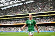 23 September 2023; Kyra Carusa of Republic of Ireland reacts towards supporters while leaving the pitch during a second half substitution during the UEFA Women's Nations League B1 match between Republic of Ireland and Northern Ireland at Aviva Stadium in Dublin. Photo by Stephen McCarthy/Sportsfile