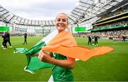 23 September 2023; Lily Agg of Republic of Ireland celebrates after the UEFA Women's Nations League B1 match between Republic of Ireland and Northern Ireland at Aviva Stadium in Dublin. Photo by Stephen McCarthy/Sportsfile