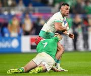 23 September 2023; Jesse Kriel of South Africa is tackled by Josh van der Flier of Ireland during the 2023 Rugby World Cup Pool B match between South Africa and Ireland at Stade de France in Paris, France. Photo by Harry Murphy/Sportsfile