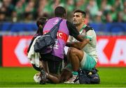 23 September 2023; Damian de Allende of South Africa receives medical attention during the 2023 Rugby World Cup Pool B match between South Africa and Ireland at Stade de France in Paris, France. Photo by Brendan Moran/Sportsfile