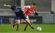 24 September 2023; Michael Fitzsimons of Cuala in action against Chris Guckian of St Judes during the Dublin Senior Football Championship quarter-final match between St Judes and Cuala at Parnell Park in Dublin. Photo by Tyler Miller/Sportsfile