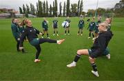 24 September 2023; Éabha O'Mahony and Grace Moloney, left, during a Republic of Ireland women training session at MTK Budapest Training Ground in Budapest, Hungary. Photo by Stephen McCarthy/Sportsfile