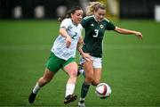 24 September 2023; Meabh Russell of Republic of Ireland in action against Sofie Keenan of Northern Ireland during the Women's U19 international friendly match between Northern Ireland and Republic of Ireland at Blanchflower Stadium in Belfast. Photo by Ben McShane/Sportsfile