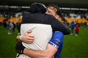 24 September 2023; Michael Brazil of Tullamore celebrates with a supporter after the Offaly County Senior Football Championship final match between Ferbane and Tullamore at Glenisk O'Connor Park in Tullamore, Offaly. Photo by Eóin Noonan/Sportsfile