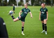 24 September 2023; Claire O'Riordan, left, and Haley Nolan during a Republic of Ireland women training session at MTK Budapest Training Ground in Budapest, Hungary. Photo by Stephen McCarthy/Sportsfile