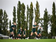 24 September 2023; Éabha O'Mahony, right, and Amber Barrett during a Republic of Ireland women training session at MTK Budapest Training Ground in Budapest, Hungary. Photo by Stephen McCarthy/Sportsfile