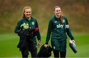 24 September 2023; Goalkeepers Grace Moloney and Megan Walsh during a Republic of Ireland women training session at MTK Budapest Training Ground in Budapest, Hungary. Photo by Stephen McCarthy/Sportsfile