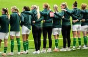 23 September 2023; Saoirse Noonan of Republic of Ireland, third from right, with team-mates before the UEFA Women's Nations League B1 match between Republic of Ireland and Northern Ireland at Aviva Stadium in Dublin. Photo by Eóin Noonan/Sportsfile