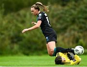 17 September 2023; Joy Ralph of Shamrock Rovers in action against Cork City goalkeeper Clodagh Fitzgerald during the Sports Direct Women's FAI Cup quarter-final match between Cork City and Shamrock Rovers at Bishopstown Stadium in Cork. Photo by Eóin Noonan/Sportsfile