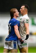 24 September 2023; Conor Butler of Ferbane tussles with Cormac Egan of Tullamore during the Offaly County Senior Football Championship final match between Ferbane and Tullamore at Glenisk O'Connor Park in Tullamore, Offaly. Photo by Eóin Noonan/Sportsfile