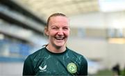 25 September 2023; Goalkeeper Courtney Brosnan during a Republic of Ireland women media conference at Hidegkuti Nándor Stadium in Budapest, Hungary. Photo by Stephen McCarthy/Sportsfile