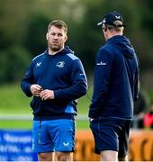 22 September 2023; Contact skills coach Sean O'Brien with Leinster head coach Leo Cullen before the pre season friendly match between Leinster and Ulster at Navan RFC in Navan, Meath. Photo by David Fitzgerald/Sportsfile