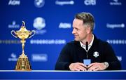 25 September 2023; Europe captain Luke Donald during a press conference before the 2023 Ryder Cup at Marco Simone Golf and Country Club in Rome, Italy. Photo by Ramsey Cardy/Sportsfile