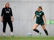 25 September 2023; Hayley Nolan and interim assistant coach Emma Byrne during a Republic of Ireland women training session at Hidegkuti Nándor Stadium in Budapest, Hungary. Photo by Stephen McCarthy/Sportsfile