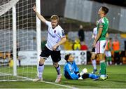 25 September 2023; Daryl Horgan of Dundalk celebrates after scoring his side's third goal during the SSE Airtricity Men's Premier Division match between Dundalk and Cork City at Oriel Park in Dundalk, Louth. Photo by Ben McShane/Sportsfile