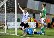 25 September 2023; Daryl Horgan of Dundalk celebrates after scoring his side's third goal during the SSE Airtricity Men's Premier Division match between Dundalk and Cork City at Oriel Park in Dundalk, Louth. Photo by Ben McShane/Sportsfile